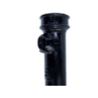 4'' (100mm) LCC Soil Pipe c/w 2'' Boss, Bitumen Black Finish