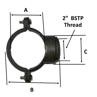 4" (100mm) Cast Iron Round LCC Push Fit Soil Strap on Boss c/w 2" BSPT Threaded Boss