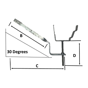 6" Half Round Rafter Bracket Side Fix 'Angled' - Galvanised Finish
