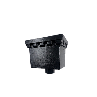 Cast Iron Rectangular Castellated Hopper c/w 4"(100mm) - Painted Finish